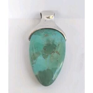 BARSE Signed 925 Sterling Silver Blue Green Turquoise Stone Statement Pendant